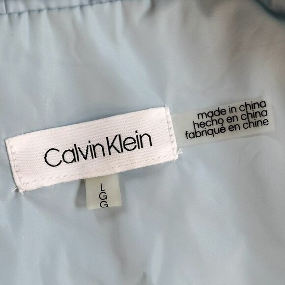 Calvin Klein Baby Blue Drawstring-Waist Utility Windbreaker Jacket Sz L - Picture 9 of 14